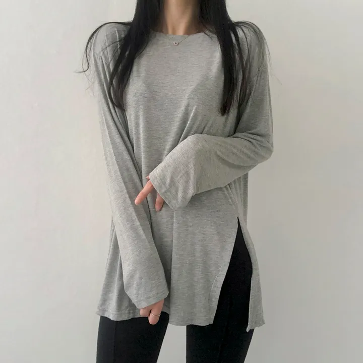 [당일출고/기본필수템!] 찰랑한느낌, Y존커버 옆트임 레이어드 티셔츠 상세 이미지 24