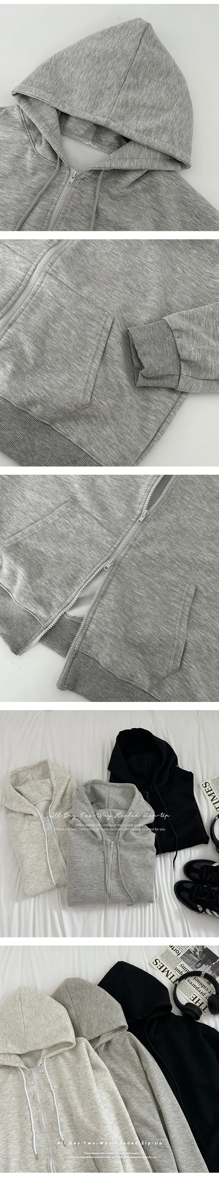 [2사이즈선택/UNISEX🤍오버핏!퀄보장 교복템 *투웨이집업* 데일리 후드집업 ] 올데이투웨이후드집업 상세 이미지 6