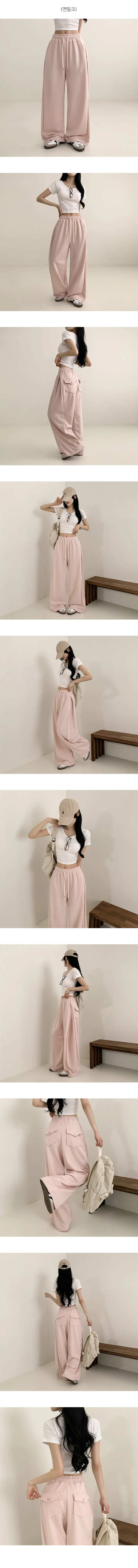 [유니크힙/골반생성!] 베이유 허리밴딩 사이드 핀턱 백포켓 와이드 트레이닝 팬츠 (7color) 상세 이미지 4
