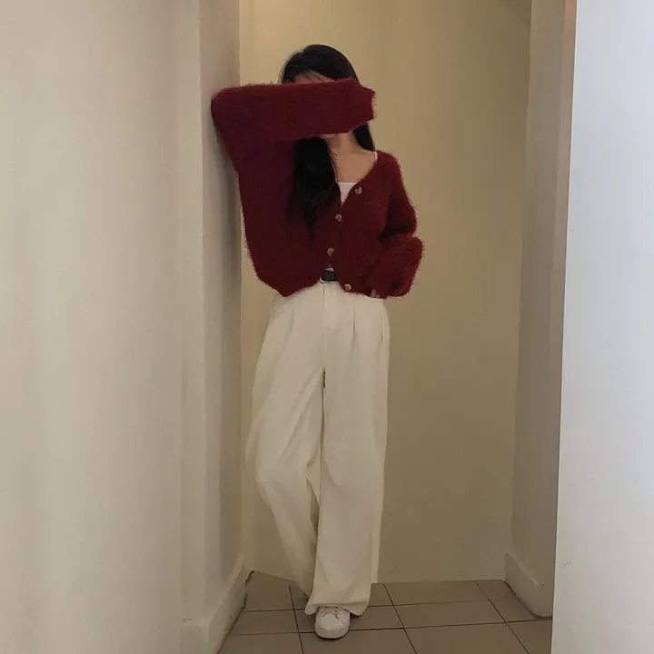 [🥀색감/부드러움 1등!]흐르는 여리핏, 솔잎 앙고라 브이넥 크롭 가디건 상세 이미지 18