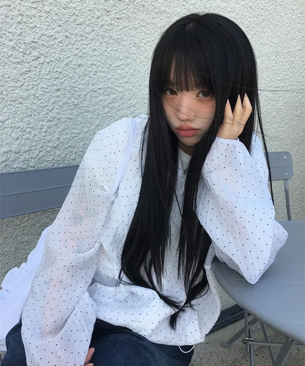 [저퀄리티 유사품 주의/ 여름 바람막이🤍] 렛츠 프릴 후드 도트 바람막이 자켓 (2color) 상세 이미지 5
