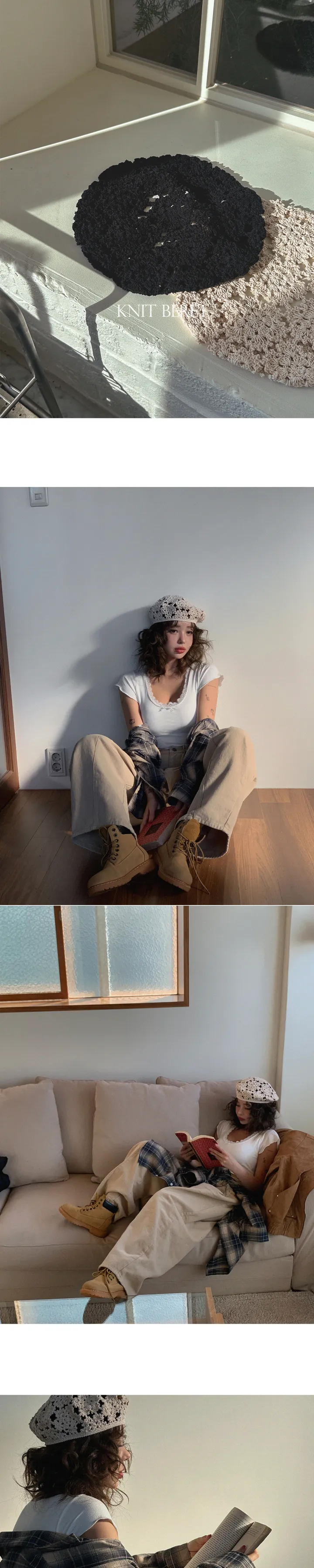 레이스 베레모 모자 상세 이미지 2