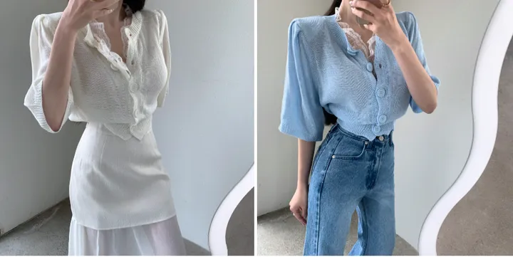 마리 레이스 퍼프 가디건 상세 이미지 1