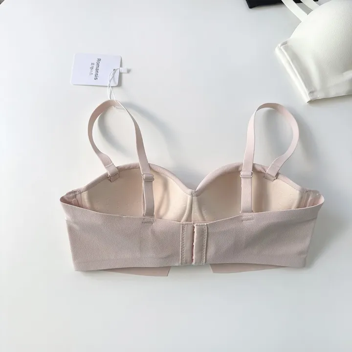 볼륨업 하프컵 반컵브라 심리스 뽕브라 노와이어 편한 오프숄더 튜브탑 A컵 AA컵 여름 끈없는 브라탑 팬티 속옷 세트 상세 이미지 38
