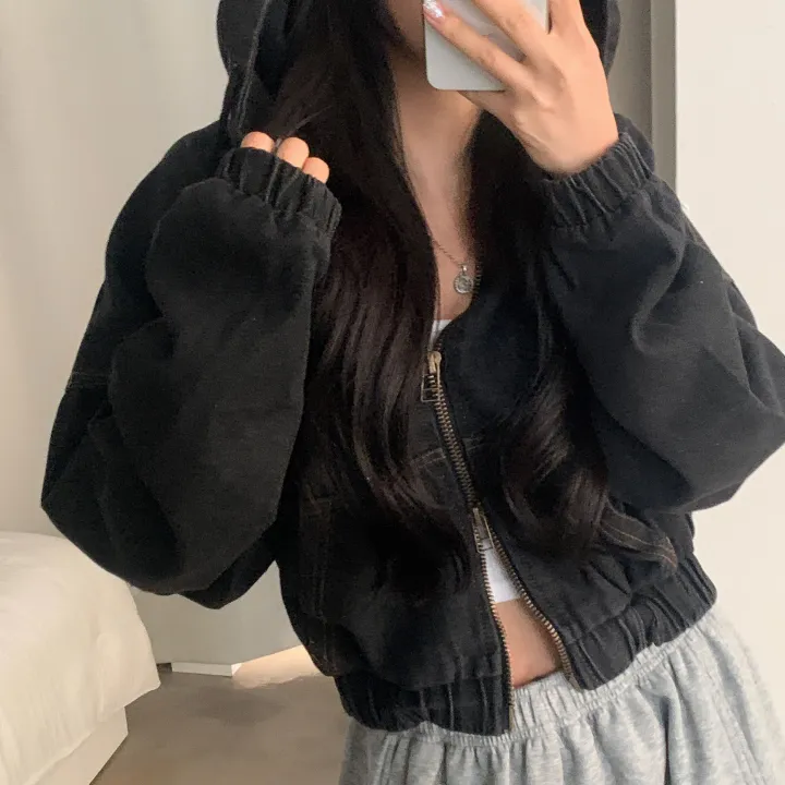 [단독!2가지버전💫/투웨이!] 데님 밴딩후드 투웨이 크롭,루즈핏 야상점퍼/집업 - 2color 상세 이미지 30
