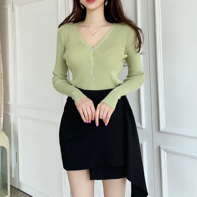 [묶음할인] 소프트 촉감 브이넥 글램핏 골지 가디건 ﻿아이보리 베이지 블랙 연두 소라 핑크 연보라 와인 카키 겨자 에메랄드 개강룩 새내기룩 봄 벚꽃룩 꽃놀이룩 개강여신 상세 이미지 46