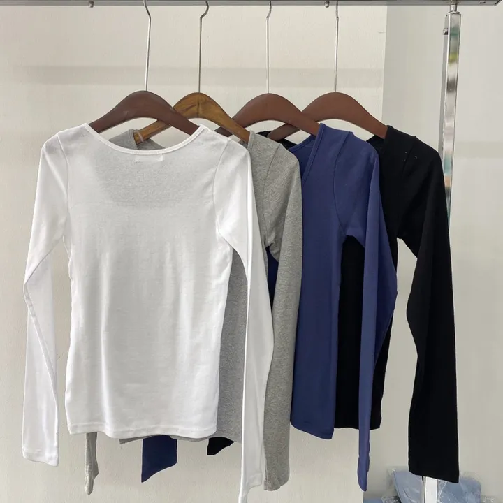 🚀당일발송🚀[묶음할인/데일리템] 봄 가을 디아 카야 둥근 스퀘어 긴팔 티셔츠 이너티 상세 이미지 37