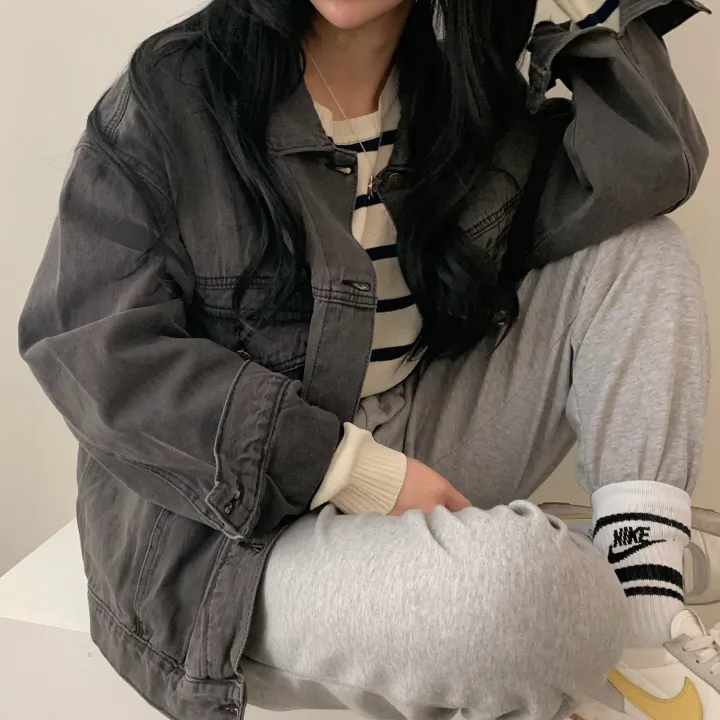 [빈티지/오버핏] 허쉬 봄,가을 루즈핏 흑청 면자켓;2col 상세 이미지 18