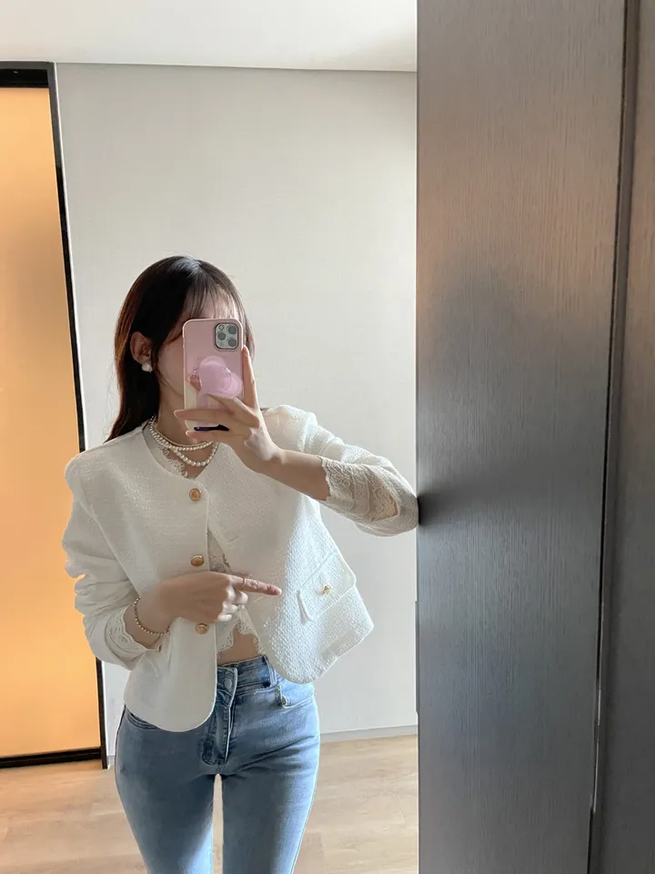 샤르망 노카라 트위드 골드 버튼 자켓 상세 이미지 13