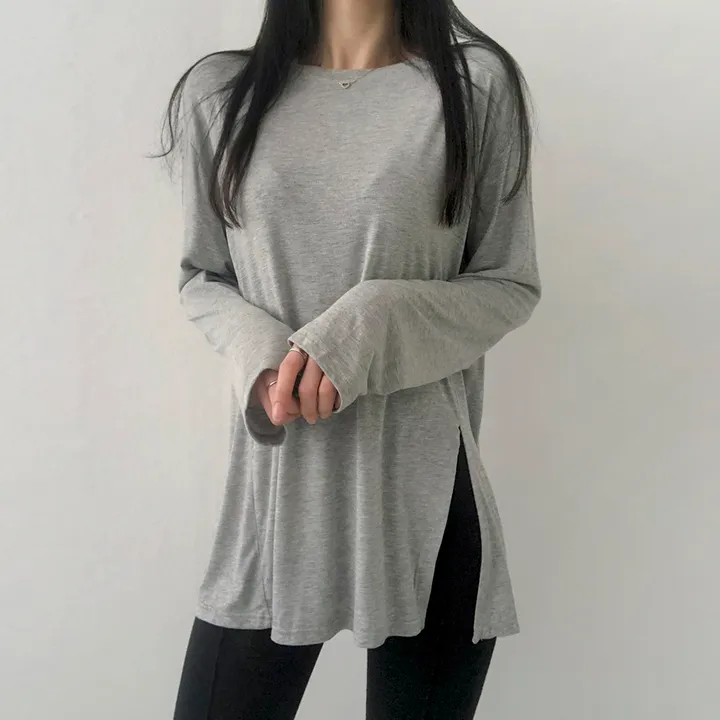 [당일출고/기본필수템!] 찰랑한느낌, Y존커버 옆트임 레이어드 티셔츠 상세 이미지 22