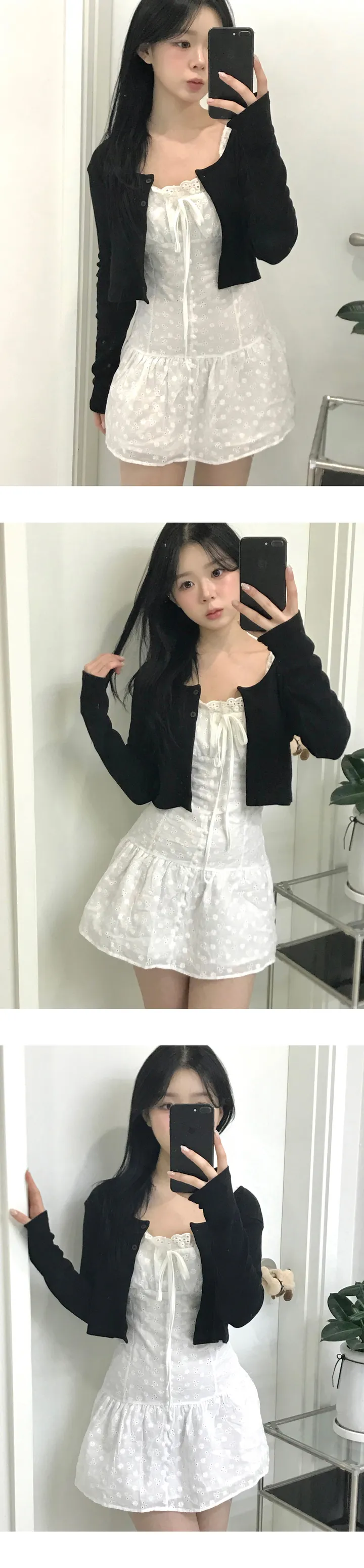 펀칭 크롭 투버튼 가디건  3color 상세 이미지 10