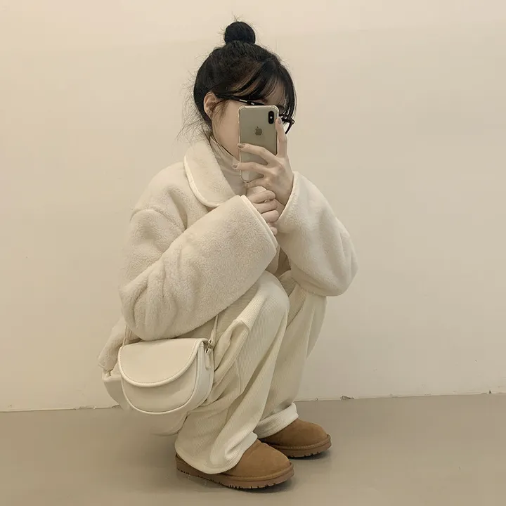 [양면퍼🧸/귀여움] 아방핏 양털 후리스 뽀송 카라 덤블 퍼자켓 크롭점퍼 밍크 숏코트 상세 이미지 9