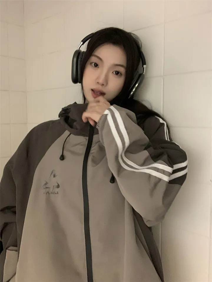[봄신상💗/고프코어]햄프턴 배색 트랙라인 바스락 후드 윈드브레이커 바람막이 집업 상세 이미지 7