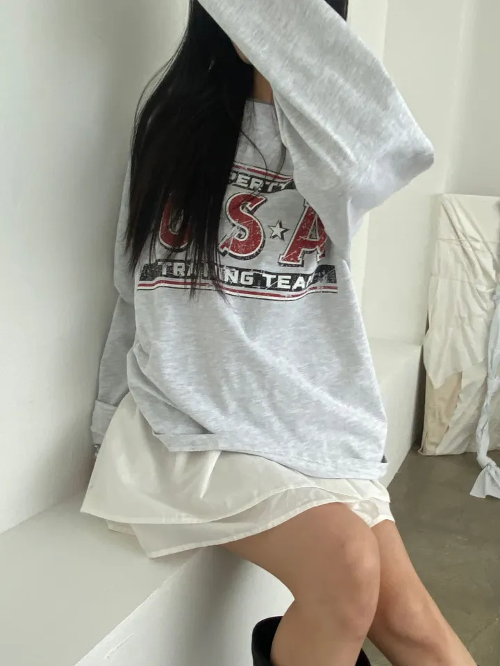 긴팔 티셔츠 모델 착용 이미지-S1L49