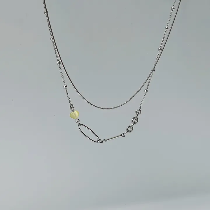 Butter Heart 캣츠아이 원석 써지컬 심플 목걸이 𓂃 ⊹  * 상세 이미지 3