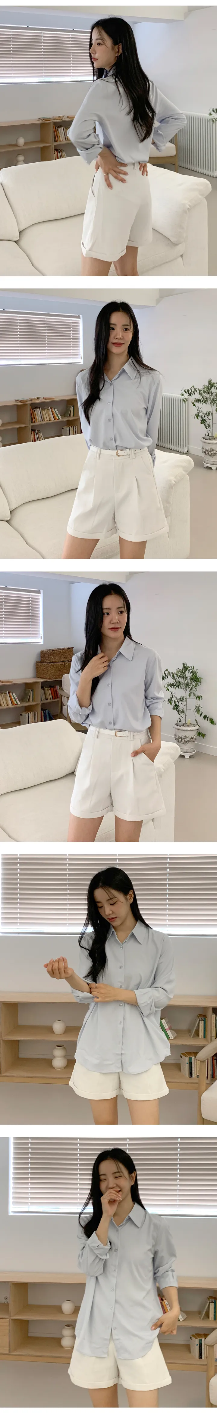 ❤6천장돌파/활용도갑👍❤ 메들리 링클 프리 셔츠 - 구김방지 카라셔츠 남방 블라우스 데일리 베이직 레이어드 직장 하객룩 봄 가을 겨울 교복 축제 행사 오피스룩 면접 상세 이미지 5