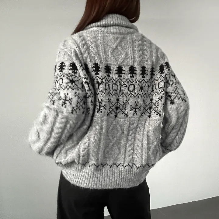 당일출고🚀[wool20%/두툼❄] 하이넥 스노우 패턴 노르딕 루즈핏 가디건 3color 상세 이미지 41