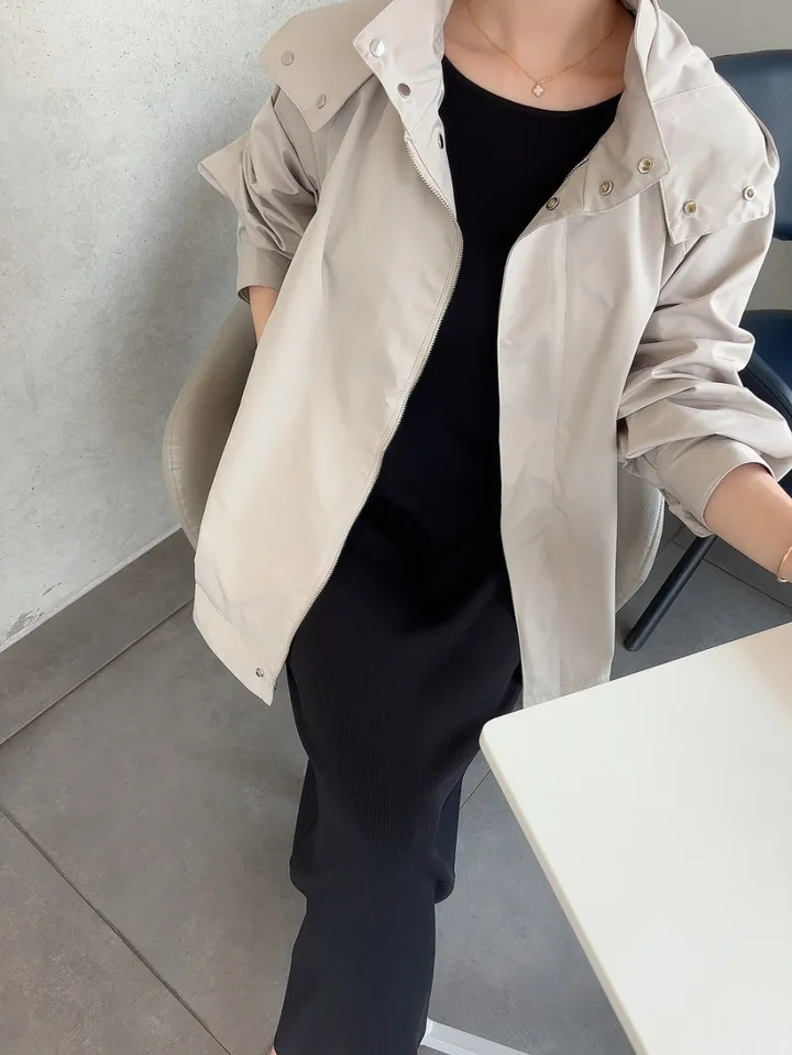 간절기 루즈핏 A라인 후드 바람막이 점퍼 상세 이미지 17