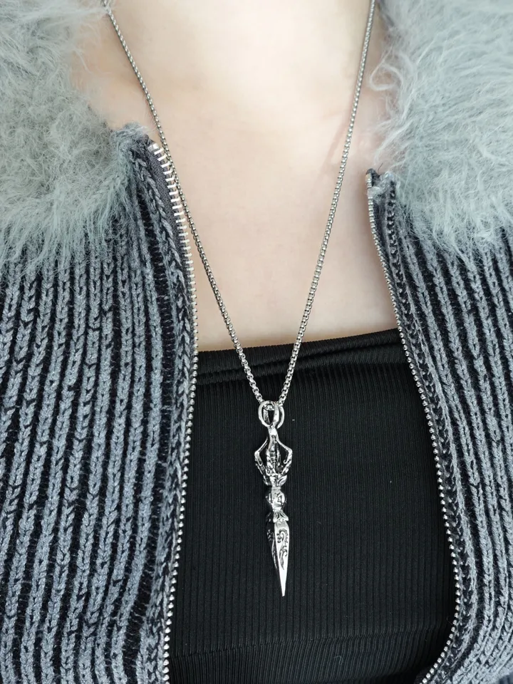 [s.steel] sculpture necklace | 조각 빈티지 목걸이 써지컬 상세 이미지 7