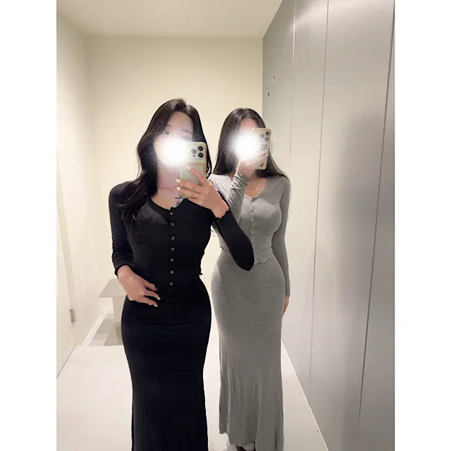 여리핏💖 슬림 여리 가디건 롱 스커트 투피스 세트 상세 이미지 2