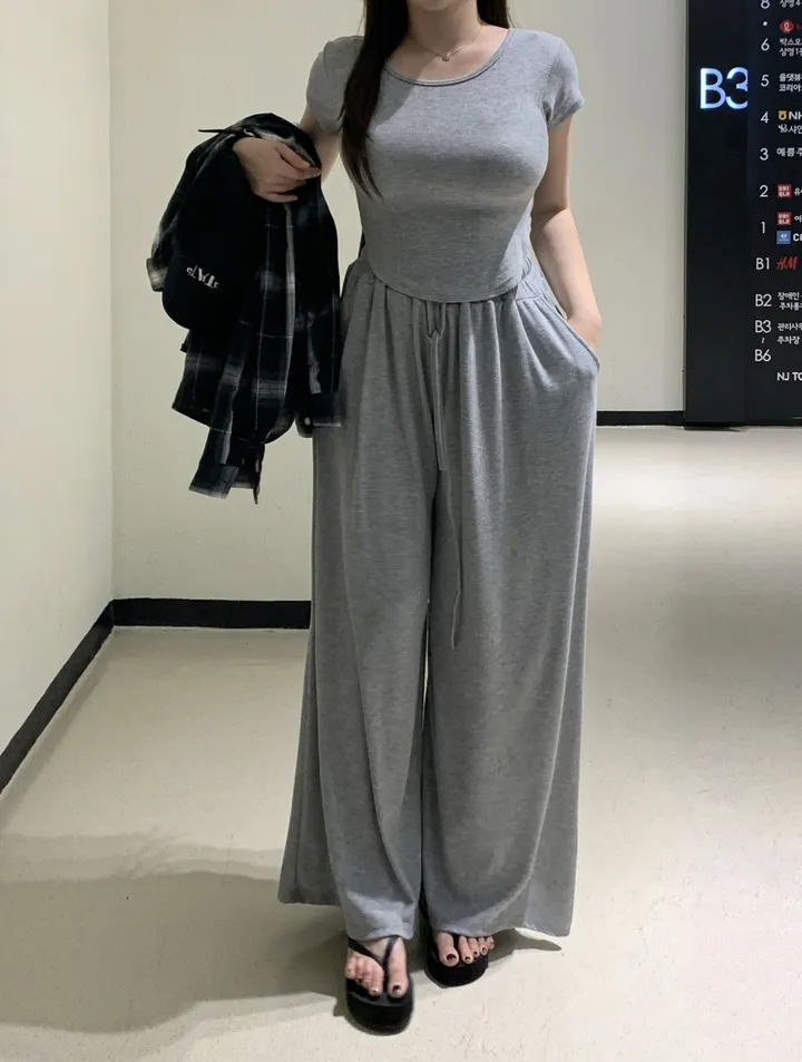 후리 훌 핀턱 와이드 트레이닝 팬츠 상세 이미지 26