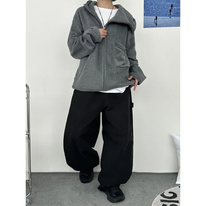 [UNISEX]히든 더 플리스 후리스 바라클라바 후드 포켓 스트링 포인트 집업(3color/3-5일 여유주문) 상세 이미지 6