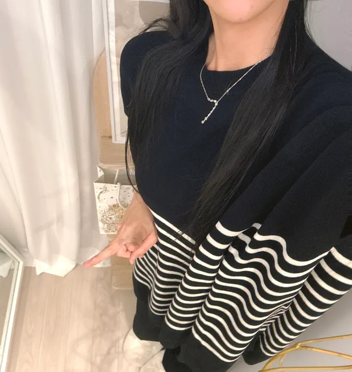 *빠른출고 *체형커버굿 [*44-77/highqual] 모먼트 스프라이트 소프트 단가라 케이프 니트 + 밴딩 와이드 니트 팬츠 투피스 트레이닝세트 - 4color 상세 이미지 37