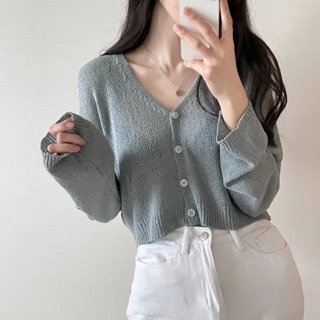 (5color)피넛 썸머 크롭 브이넥 가디건 상세 이미지 27