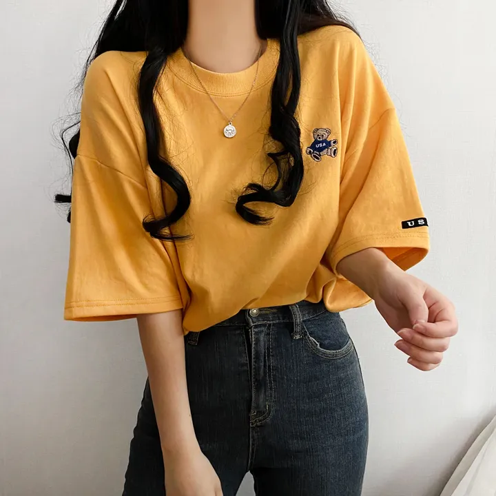 [예쁨/데일리] 베어 라벨 자수 오버핏 반팔티T 상세 이미지 28