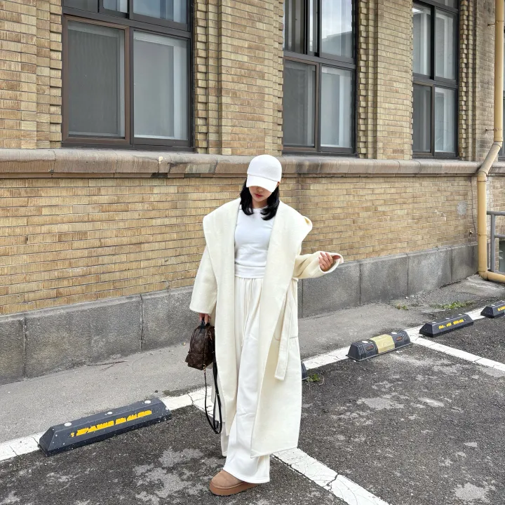 토토 후드 핸드메이드 울 롱 코트  *벨트,캐주얼,데일리,트임,따뜻 상세 이미지 8