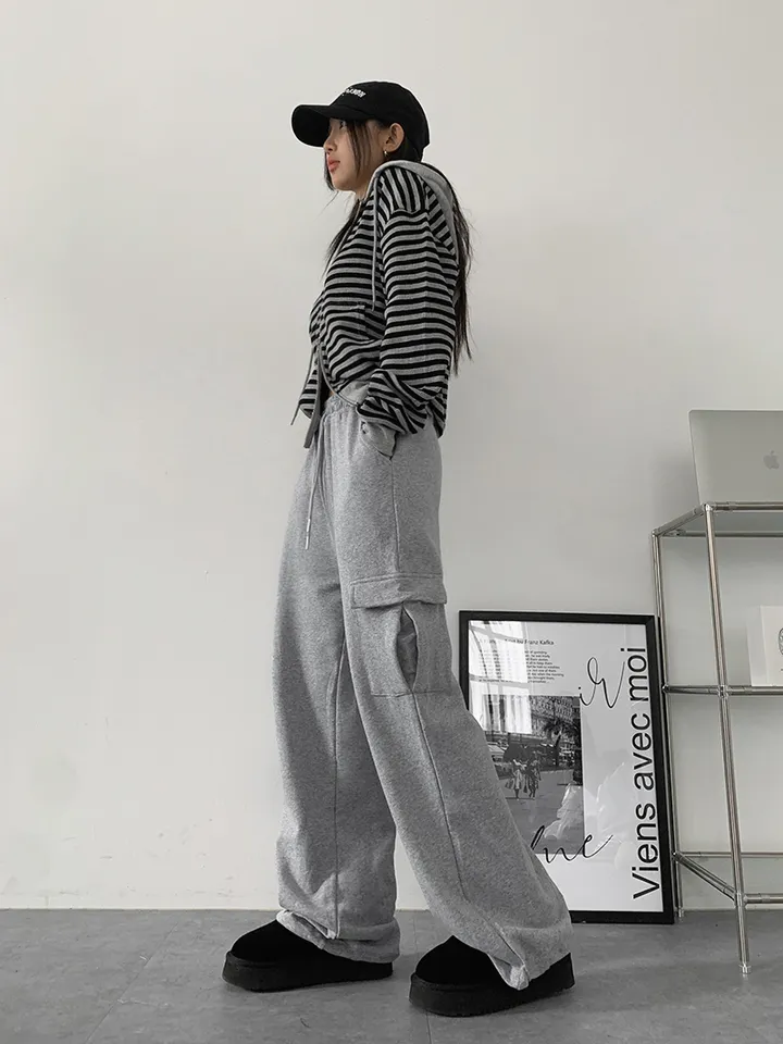 ✨줍줍SALE/마지막수량!!✨[기본,롱기장/가격찐!! 도톰한 쭈리원단 *스트링조절* 데일리 와이드 트레이닝팬츠] 이단쭈리카고스트링팬츠 상세 이미지 34