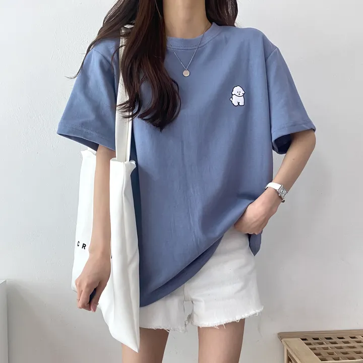 [묶음 할인/꾸안꾸] 귀여운 흰둥이 패치 반팔티 5color 상세 이미지 10