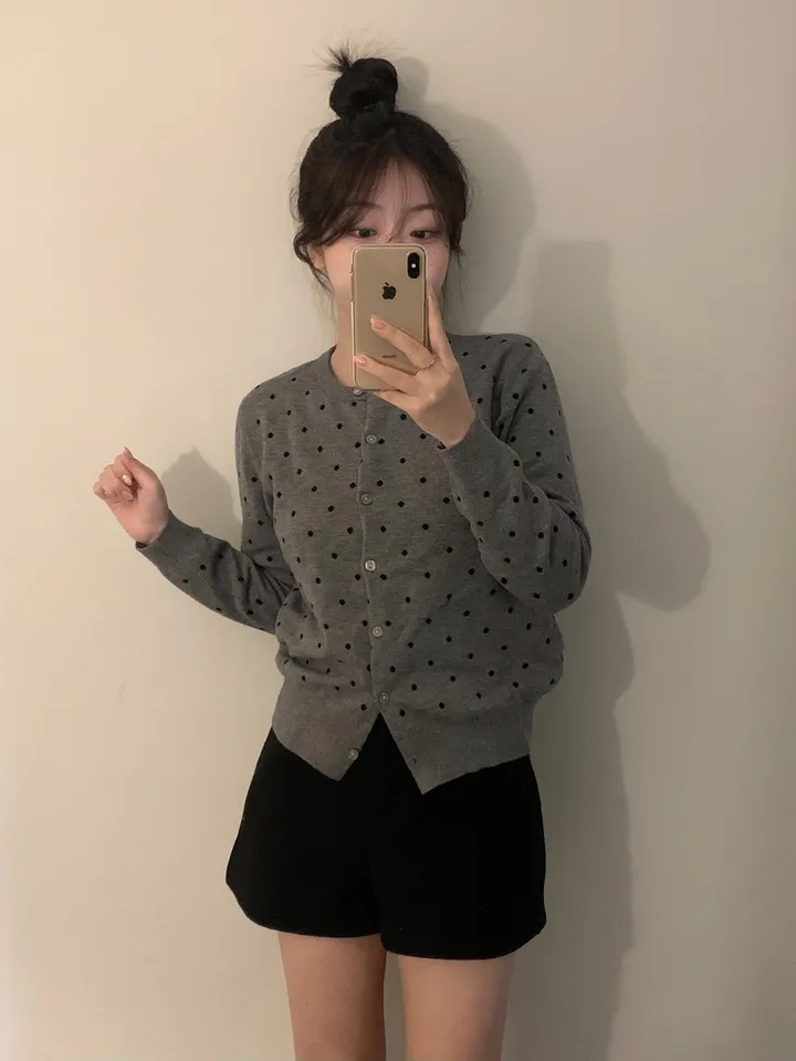 [고퀄ver🖤] 도트 라운드 배색 가디건 - 2color 상세 이미지 12