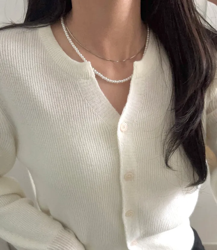 써지컬 체인 진주 두줄 레이어드 목걸이 상세 이미지 8
