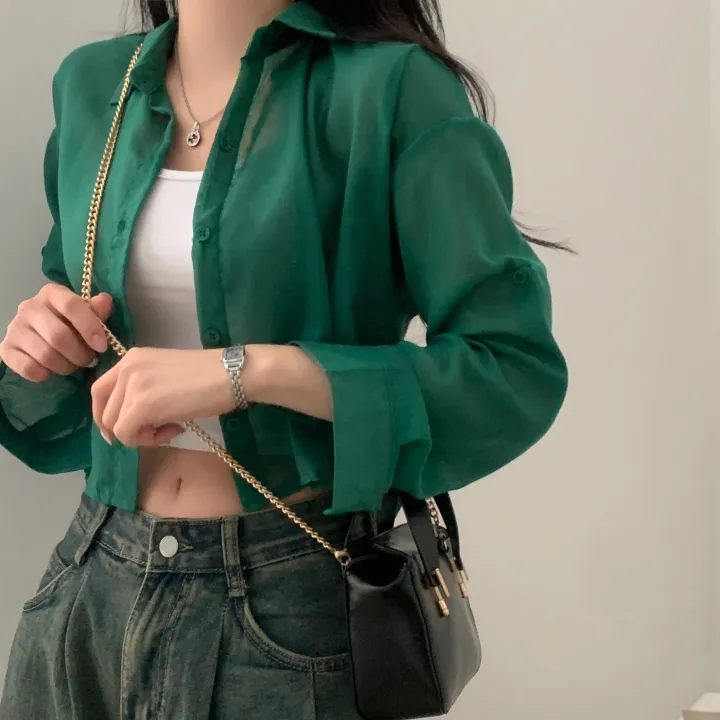 [살안타템17컬러✨/크롭&루즈핏] 햇빛차단, 린넨 시스루 루즈핏 거즈 셔츠/남방 블라우스 상세 이미지 67
