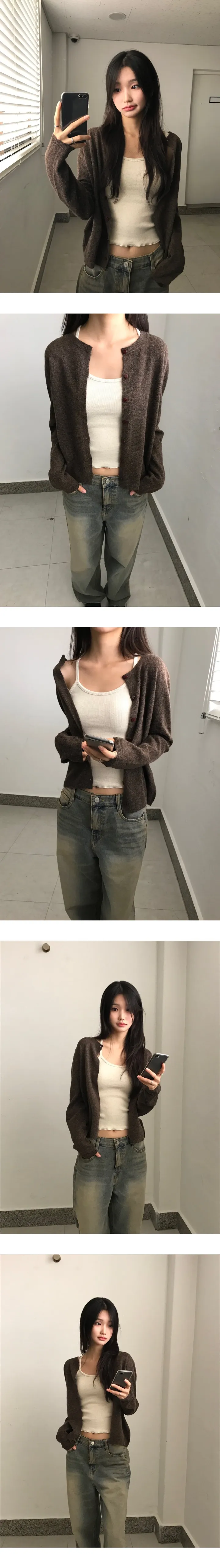 [캐시미어🤎]탭 소프트 단추 라운드 긴팔 가디건 (5color) 상세 이미지 7