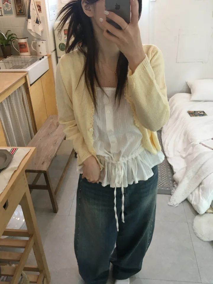 [봄신상💐](5colors/파스텔색감🌈🖍️) 레이어드 펀칭 라운드넥 니트 봄 가디건 cd 상세 이미지 166