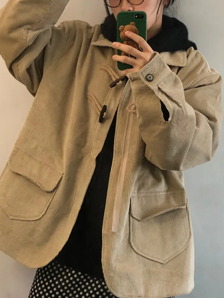 [UNISEX/남녀공용] 골덴 코듀로이 루즈핏 카라 떡볶이 코트 자켓 (3color) 상세 이미지 24
