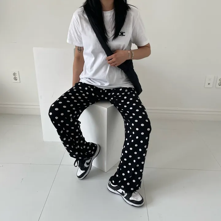 [와이드핏/시원한원단] 도트패턴 땡땡이 밴딩팬츠 냉장고바지 유니크룩 / 여름 여름옷 홈웨어 여름바지 바캉스룩 마실룩 밴딩통바지 상세 이미지 25