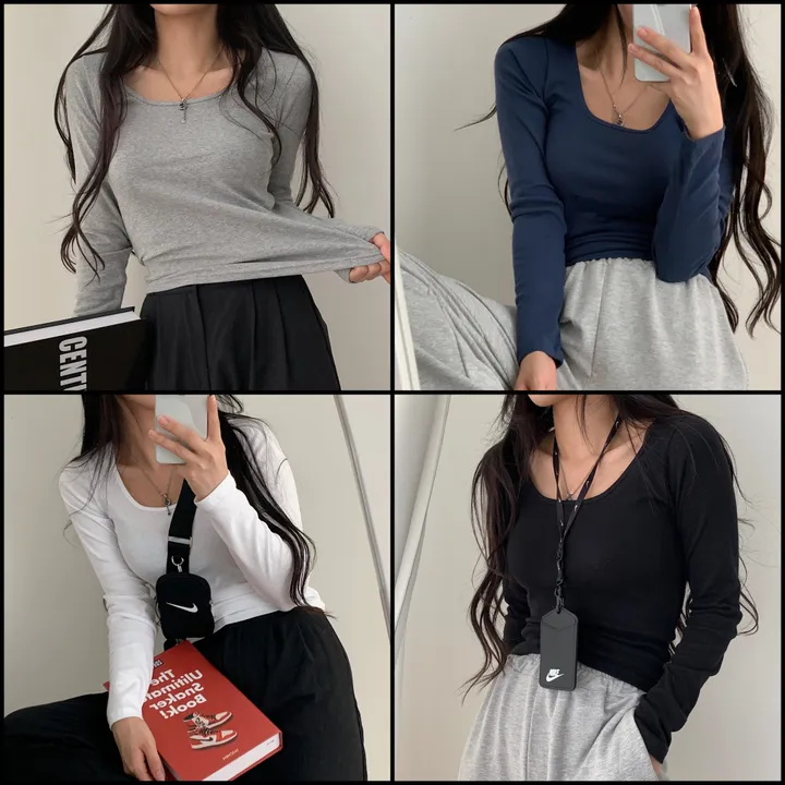 [기본템] 부드러운 U넥 긴팔티셔츠;4col 상세 이미지 4