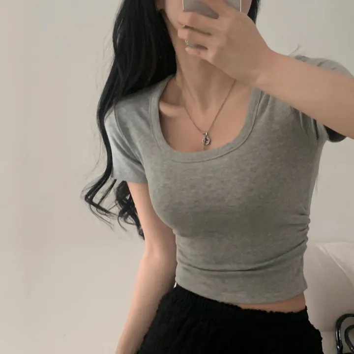 [파스텔🤍/MADE] 보장된핏, 옆셔링 스퀘어넥 반팔 크롭티셔츠 - 8color 상세 이미지 40