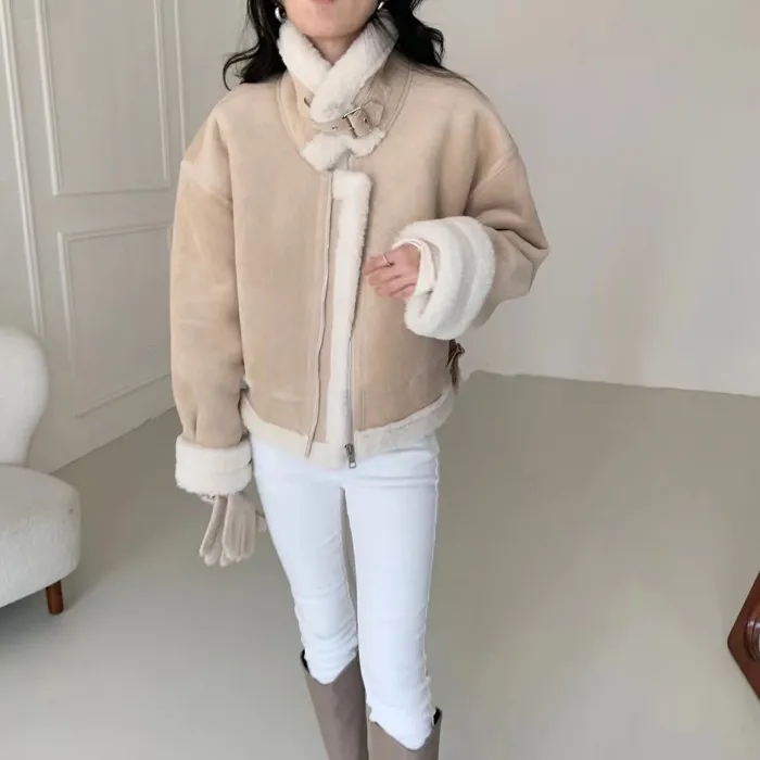 히놀라 ❤️스웨이드 하이넥 숏 무스탕 3color 상세 이미지 11