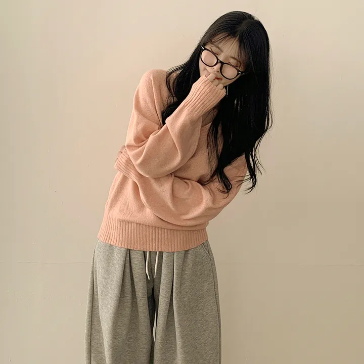 [얇은봄VER/리얼인생핏!] 여리여리~ 베이직 브이넥 나그랑 루즈핏 긴팔 봄니트 상세 이미지 24