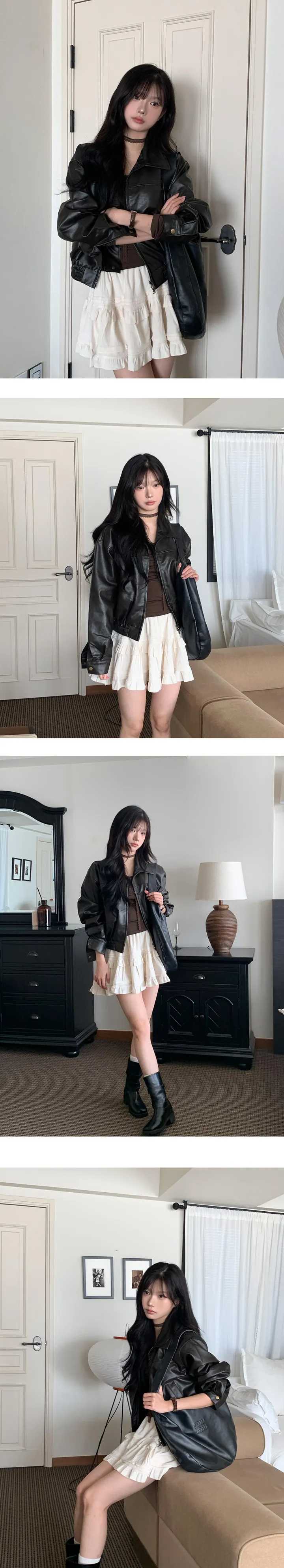 투엔 투웨이 집업 카라 레더 자켓 - 2color 상세 이미지 5