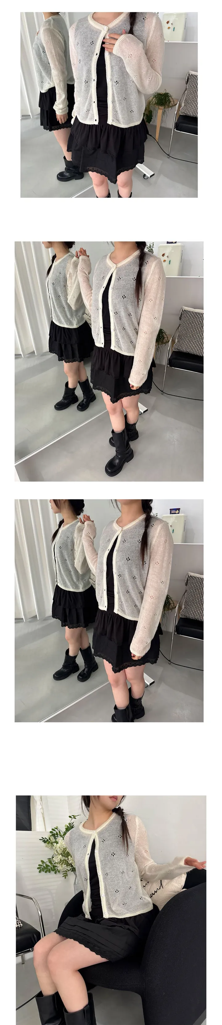 [2color여름까지 쭈욱~] 페페 펀칭 가디건 / 블루 핀터레스트 감성룩 / 화이트가디건 블루가디건 / 여름 여름가디건 봄가디건 봄 / 여리 봄아우터 상세 이미지 9