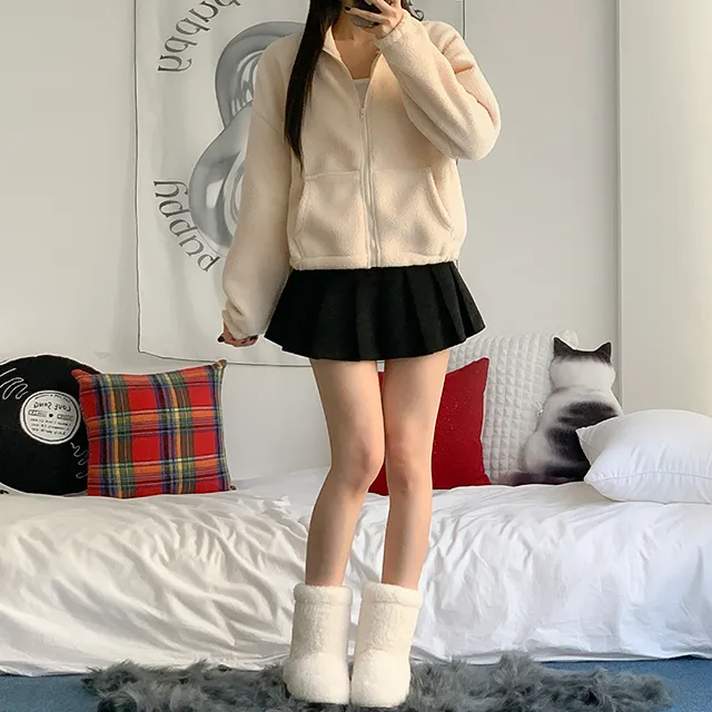 [가성비최고/3col] 앤디 루즈핏 양털 후리스 크롭 집업 / 플리스집업 / 최저가보장 / 크롭후리스 / 양털집업 / 하이넥집업 / 가격실화 / 도톰폭닥 / 뽀글이 / 방한템 상세 이미지 9