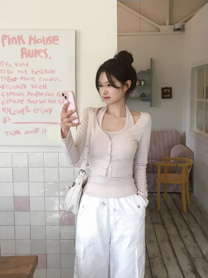 [MADE][2pcs,승모근소멸🤍] 키싱 홀터넥 나시 가디건set (4color) 상세 이미지 40