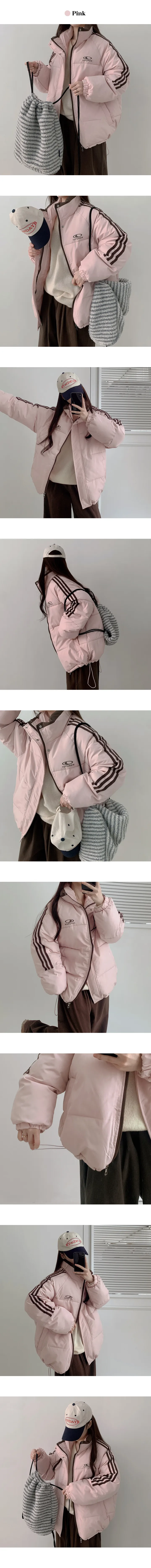 [힙한무드!/핏조절O/블록코어] 포렌 오버핏 하이넥 프린팅 배색 라인 패딩 (5color) 상세 이미지 10