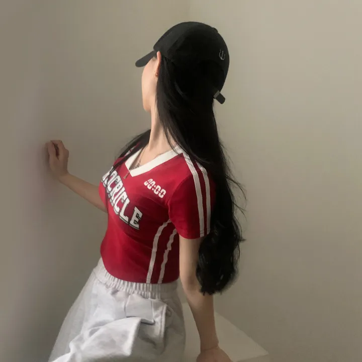 [찐만족도100%🤍] 블록코어 져지 배색 레터링 스트릿 크롭 반팔티셔츠 - 6color 상세 이미지 28
