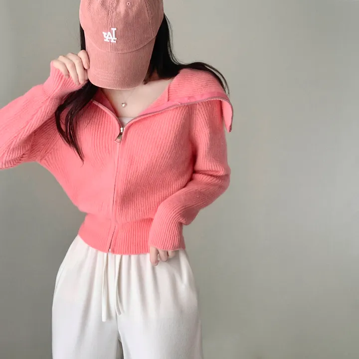 [예쁜색감💗/포근부들] 반디 하찌 하이넥 골지 크롭 벌룬 집업 니트 가디건 상세 이미지 32